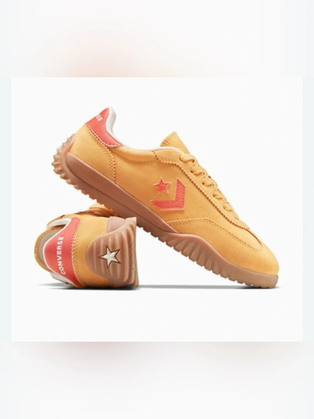 Converse Low-Top Suede Sneakers in Yellow with Coral Accents